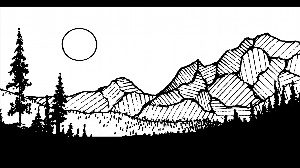 Контурный рисунок горы