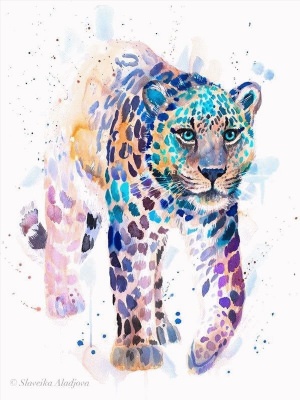 Рисунок леопард акварель