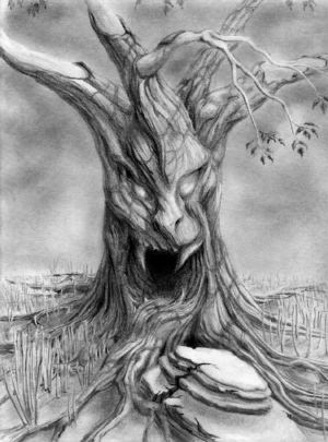 Страшное дерево рисунок карандашом
