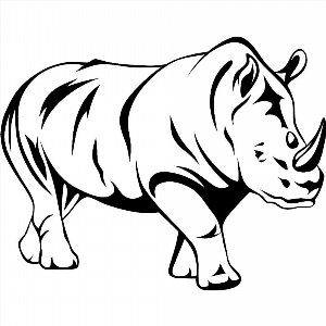 Носорог контурный рисунок