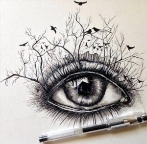 Рисунки глаза гелевой ручкой