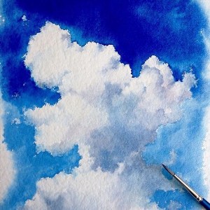 Рисунок облака акварелью