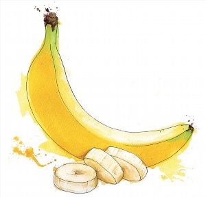 Банан рисунок акварелью