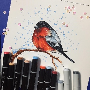 Рисунки маркерами птицы