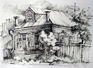 Рисунки дом гелевой ручкой