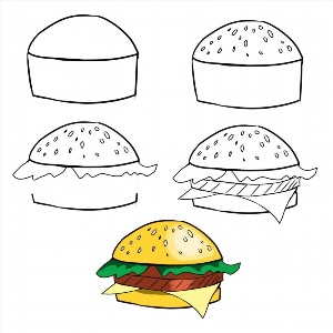 Как нарисовать бургер