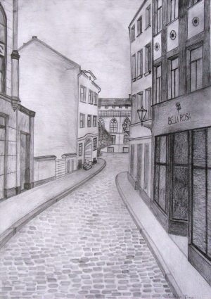 Рисунки карандашом улица