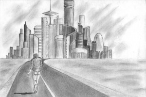 Рисунки город будущего ручкой