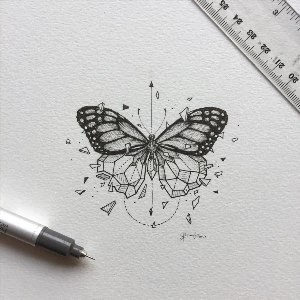 Рисунки бабочка ручкой