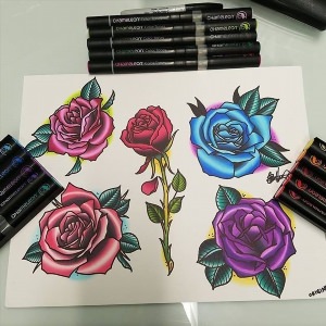 Рисунок розы маркерами