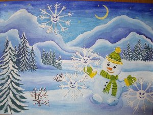 Рисунок в садик на тему зимняя сказка для детей