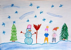 Рисунки детские на тему зима