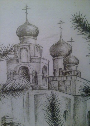 Рисунки карандашом церковь