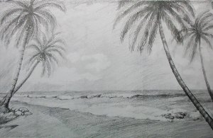 Рисунок карандашом море