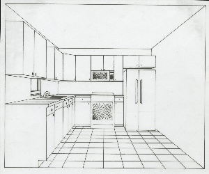 Легкий рисунок интерьер кухни
