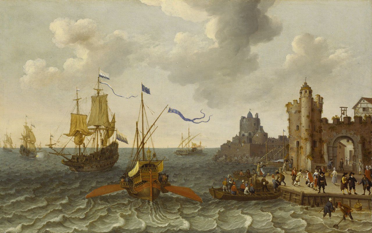 Французы и голландцы. Французские галеры 17 века. Abraham Willaerts. Флот Нидерландов 17 века.
