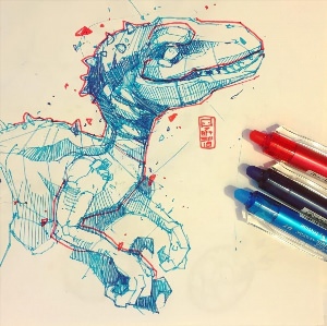 Динозавр рисунок маркерами