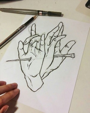 Рисунок руки маркером