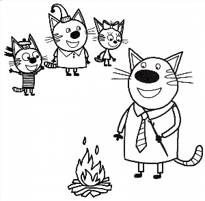 Три кота контурный рисунок