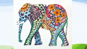 Рисунок фломастерами слон