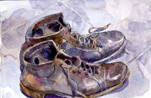 Рисунок обуви акварелью