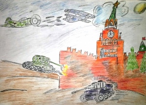 Детские рисунки на тему битва под москвой