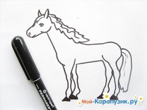 Лошадь рисунок фломастером