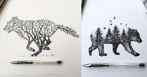 Рисунки природы ручкой
