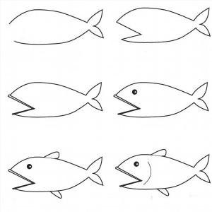 Легкие рисунки рыбок