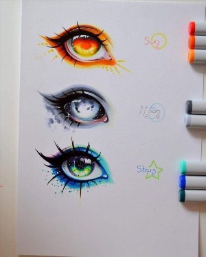 Рисунки глаза маркерами