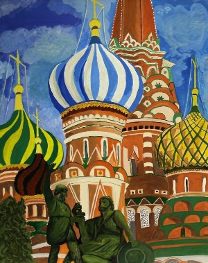 Рисунок кремля гуашью
