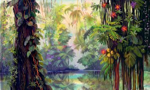 Рисунок джунглей красками