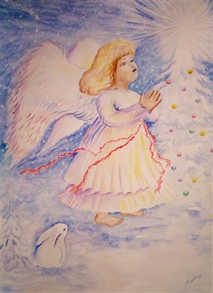 Рисунок ангела гуашью