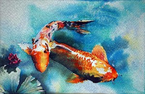 Рыбы акварелью рисунок