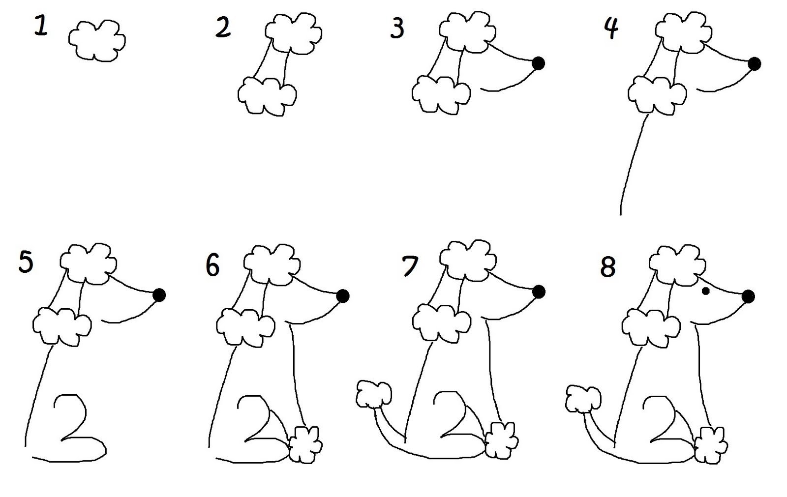 Рисуем собаку с детьми. Последовательное рисование для детей. Рисование для дошкольников. Схемы рисования для дошкольников. Пошаговое рисование для детей.