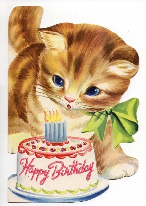 Рисунок с днем рождения котенок