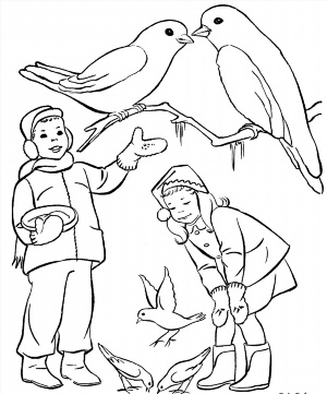 Рисунок на тему дети и птичка