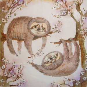 Ленивец рисунок гуашью