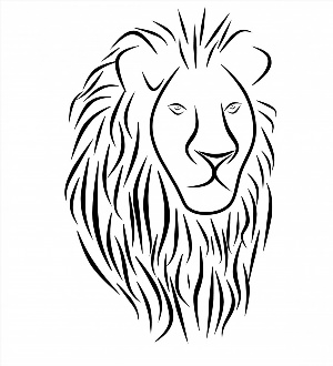 Морда льва контурный рисунок