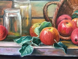 Натюрморт с яблоками живопись