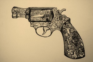 Пистолет рисунок хной