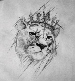 Львица рисунок тату
