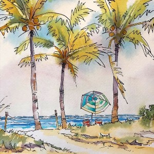Пляж рисунок маркерами