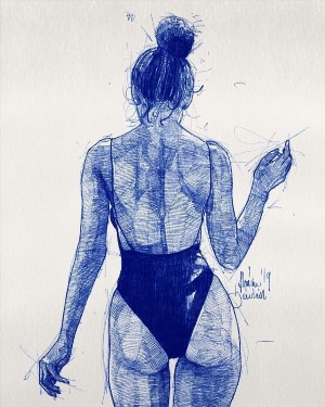 Рисунки ручкой девушка со спины