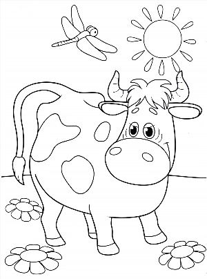 Детский рисунок корова