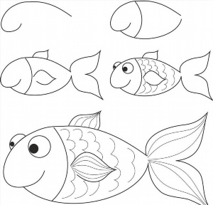 Легкие рисунки рыбы