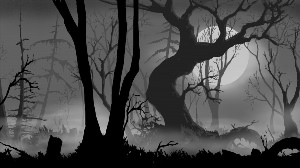 Темный страшный лес рисунок