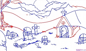 Как нарисовать кладбище