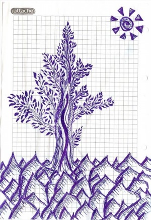 Рисунки ручкой на тетрадном листе