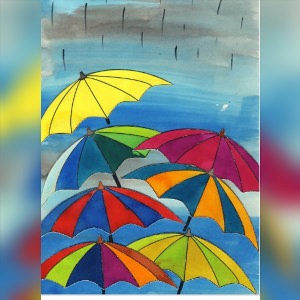 Зонтик рисунок красками